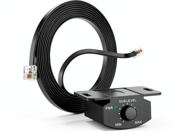 EHOPHNA Car Amplifier Bass Volume Control Knob 12.7ft Copper Cable-0