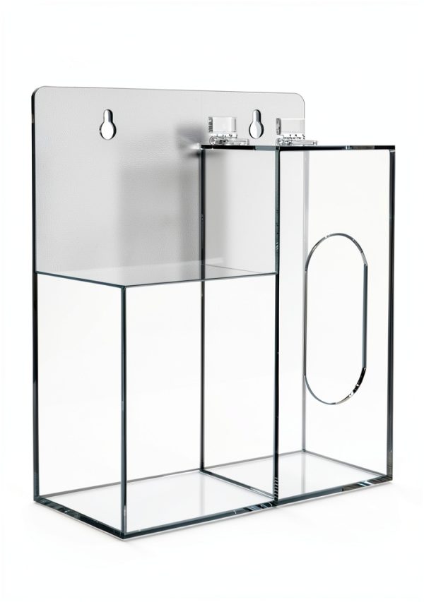 SEANADO Face Mask Dispenser and Hand Sanitizer Holder Stand Wall Mount or Countertop, Hygiene Station with 2 Compartment Clear Box Dispenser for Disposable Masks, Hairnets-3