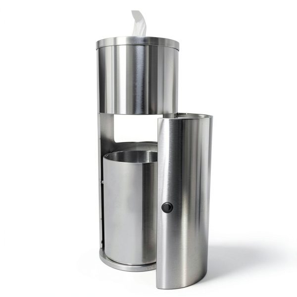 Stainless Steel Stand Wipe Dispenser Monkey Movement Trash Can-4