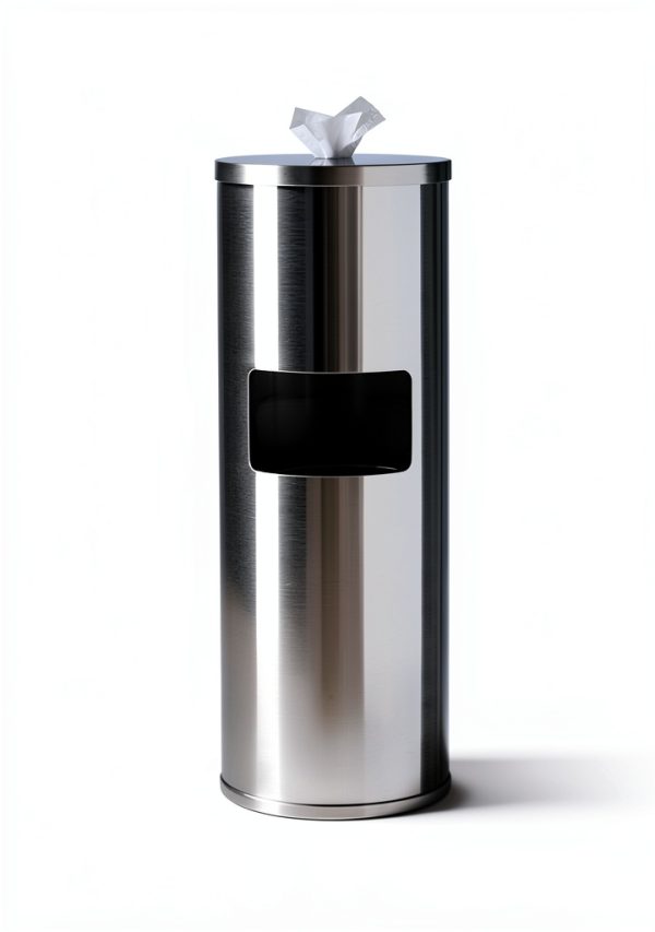 GoodEarth steel floor stand wipe dispenser with 7-Gallon Trash Bin-1