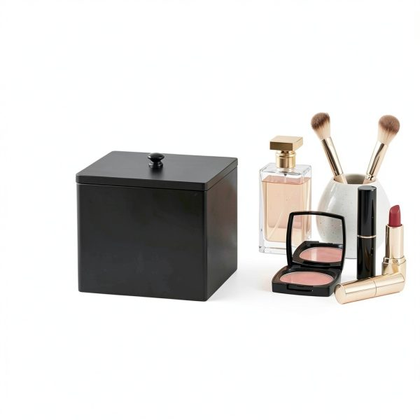 Disposable Face Towel Holder Wooden Facial Towel Storage Box with Lid for XL Black Bathroom Counter Organizer for Makeup Remover Wipes Vanity Travel Essentials-5