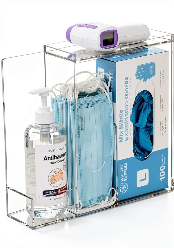 Face Mask Dispenser SEANADO Three Compartment Clear Wall or Tabletop-7