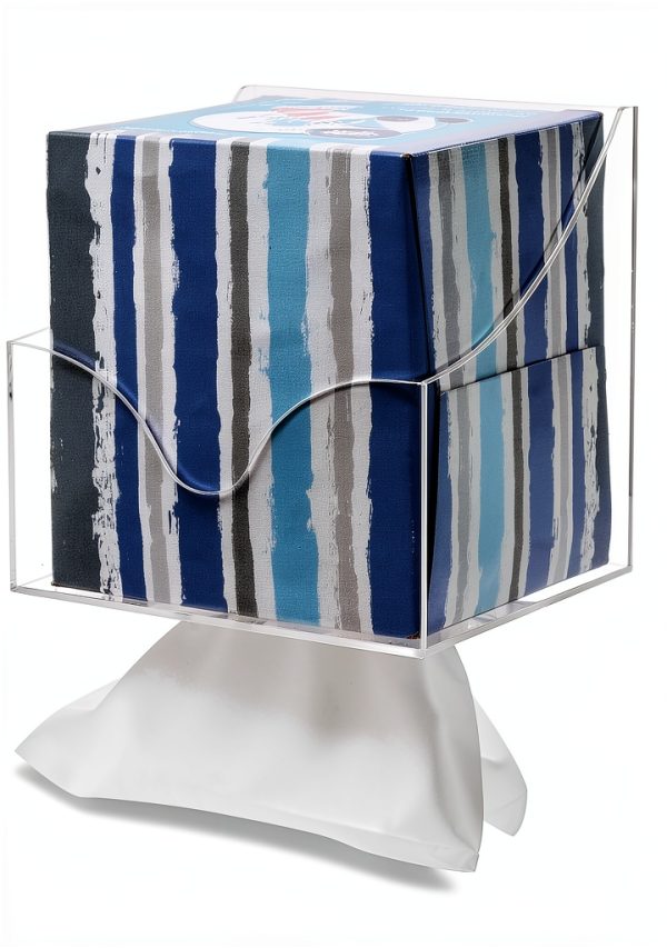 Facial Tissue Box Holder for Wall, Under Cabinet or Desk, RV, Bathroom, Small Spaces - Acrylic Wall Mounted Square Box Dispenser, Face Down or Sideways in Tight Areas-2