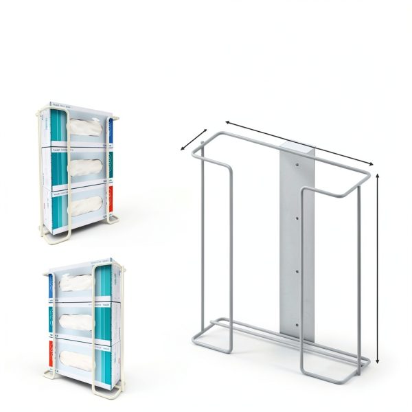 PERFORMORE Large Disposable Glove and Facial Tissue Wire Rack - Glove Box Holder, Medical Glove Holder, Holds Up To 3 Boxes, Hygiene Dispenser, Wall Mount Design With Mounting Accessories Included-4