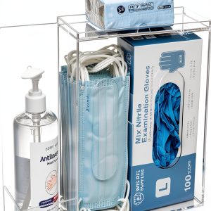 Face Mask Dispenser SEANADO Three Compartment Clear Wall or Tabletop-0
