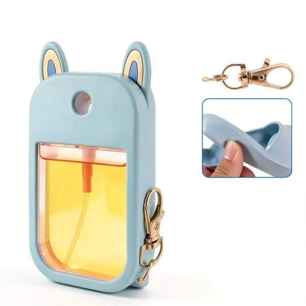 MEMOVAN Protective Silicone Case Compatible with Touchland Hand Sanitizer Spray Case Holder with Keychain Compatible with TouchLand Mist Hand Sanitizer Spray Accessory Travel Cover Sleeve-2PCS-1