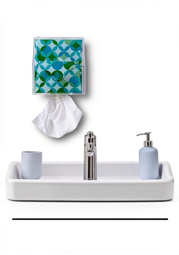 Facial Tissue Box Holder for Wall, Under Cabinet or Desk, RV, Bathroom, Small Spaces - Acrylic Wall Mounted Square Box Dispenser, Face Down or Sideways in Tight Areas-3
