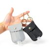 Reusable Hand Sanitizer Holder TLIFOS Leather Keychain – Grey & Black-2