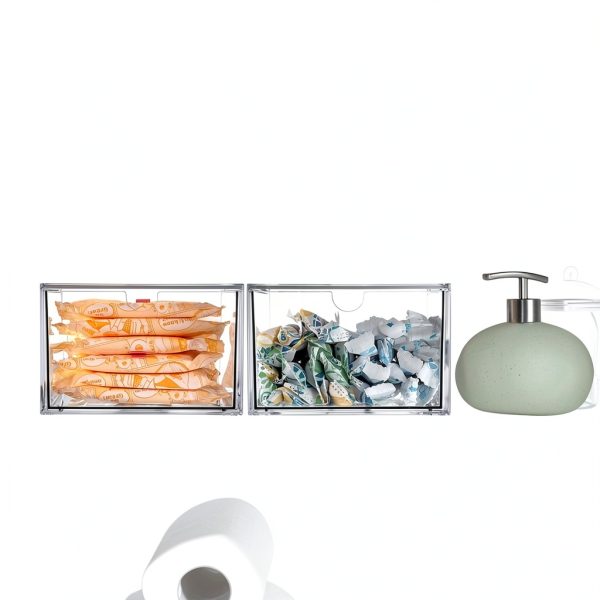 Disposable Face Towel Holder Sumnacon Clear Plastic Organizer Drawer-7