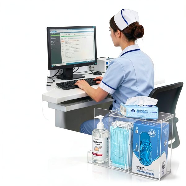 Face Mask Dispenser SEANADO Three Compartment Clear Wall or Tabletop-4