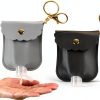 Reusable Hand Sanitizer Holder TLIFOS Leather Keychain – Grey & Black-0